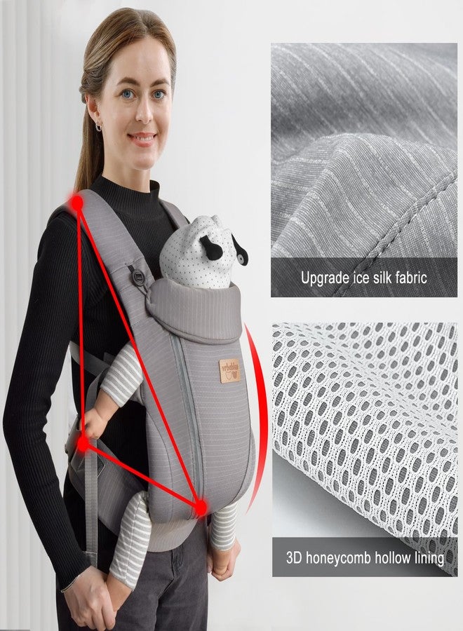 vrbabies New Upgrade Ergonomic Baby Carrier Newborn Toddler Wrap Carrier,Hands Free Baby Sitting Sling,Breathable,Perfect for Infants/Chest Sling for Babies Shower Gift (Striped Dark Grey, Upgrade-with Belt) - Image 5